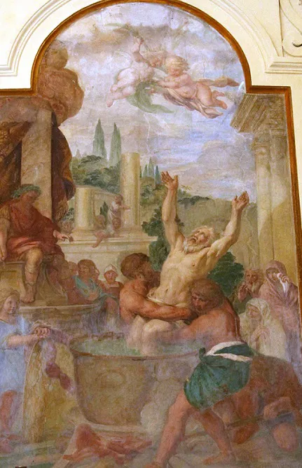 Fig. 1 – Lazzaro Baldi, Martyrdom of Saint John in Oleo (Rome, Oratory of San Giovanni a Porta Latina), 1658